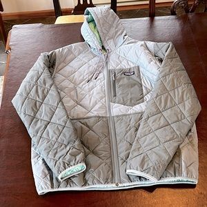 Patagonia Mens Quilted Bomber Hoody in light blue/grey XXL